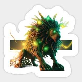 Green lion with green eyes Sticker